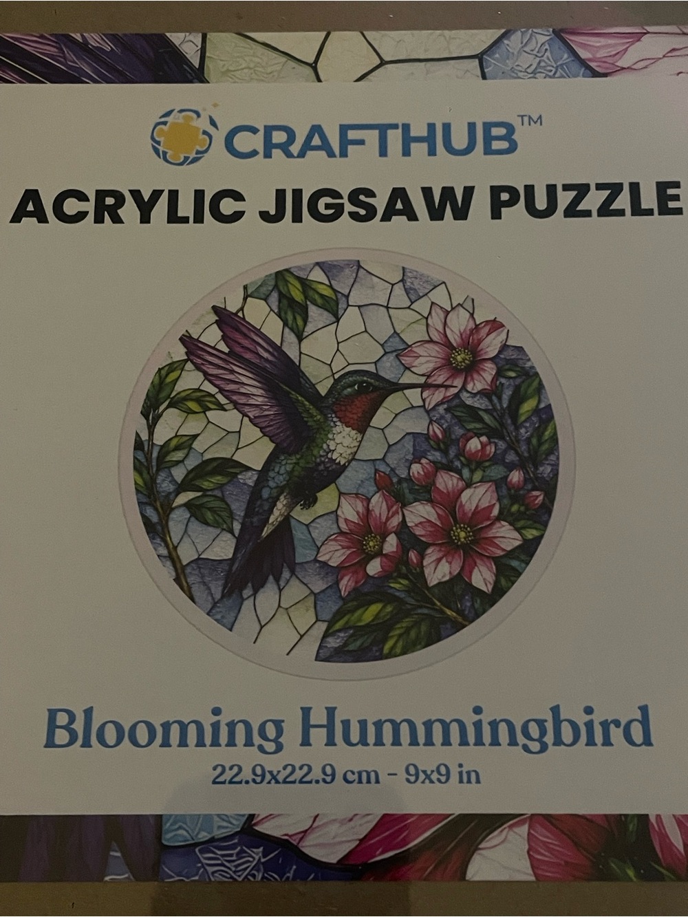 Blooming Hummingbird acrylic, jigsaw puzzle - Pink & Green